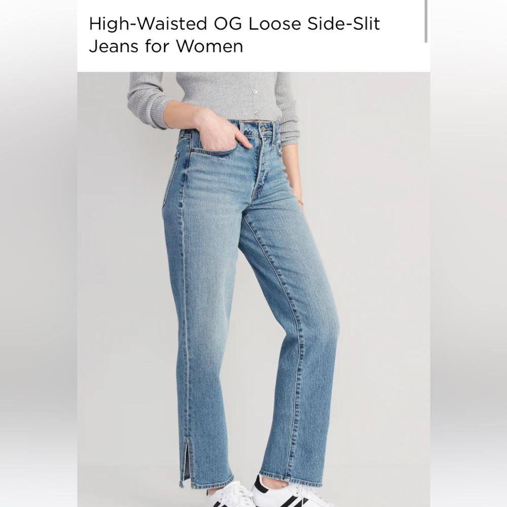 Old Navy button fly High-Waisted OG Loose Side-Slit Jeans for Women size 12 reg